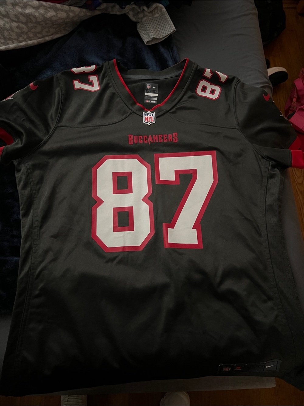 Tampa Bay Buccaneers #87 Gronkowski Black and Red Jersey
